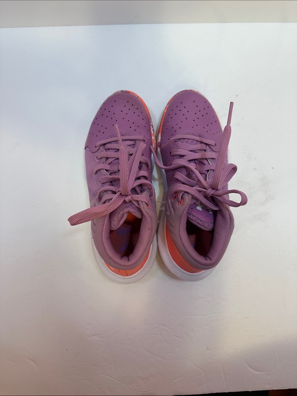 Under Armour Kids' Purple & Orange Basketball Sneakers Size 2Y